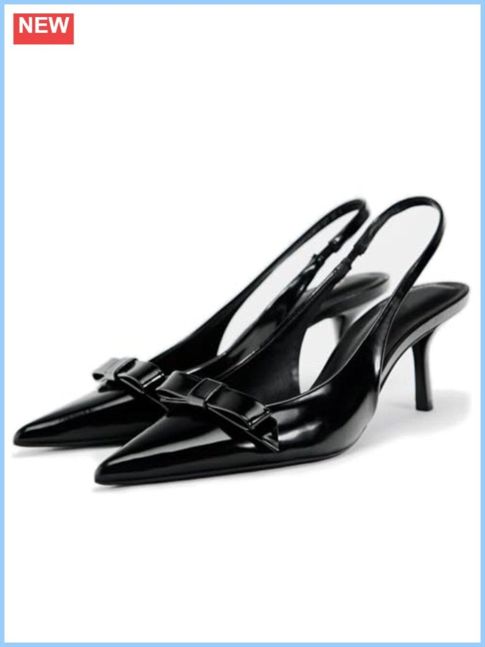 Patent Bow Slingback Kitten Heels Closed Pointed Toe Dress Pumps